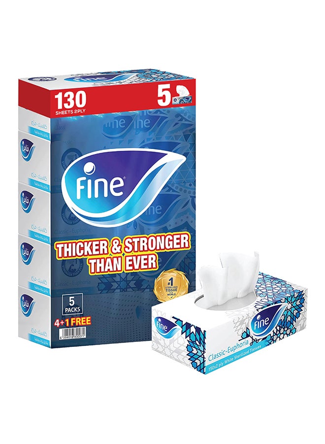 Fine 2 Ply Facial Tissue 5 Box 130 Sheets multicolour - Image 2
