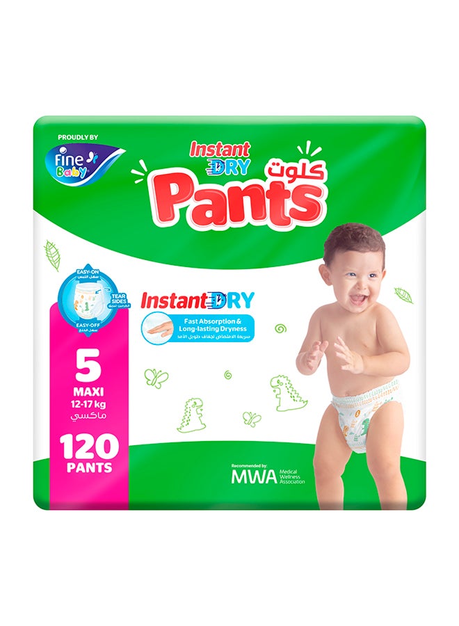 Fine Baby Instant Dry Pants Size 5 Maxi 12-17kg 120 Diapers (Free Wipes Bundles!)