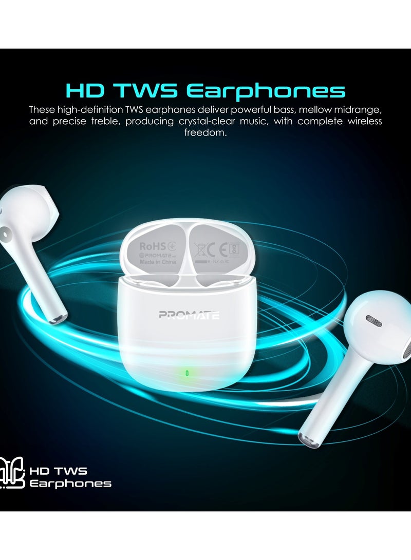 Wireless Earbuds, In-Ear Bluetooth v5.3 with ENC Noise Reduction, 30-hour Playback Time, Intelligent Touch Controls and 300mAh Charging Case White