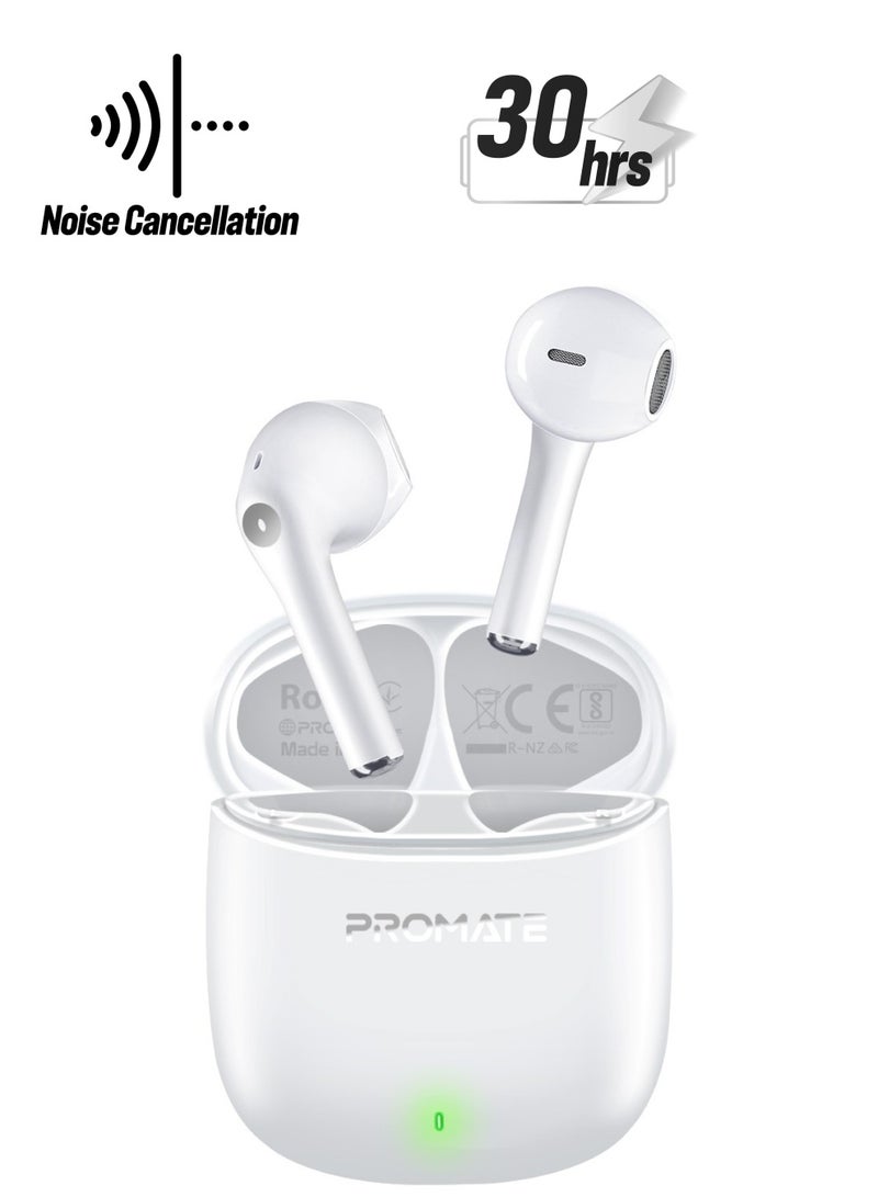Wireless Earbuds, In-Ear Bluetooth v5.3 with ENC Noise Reduction, 30-hour Playback Time, Intelligent Touch Controls and 300mAh Charging Case White