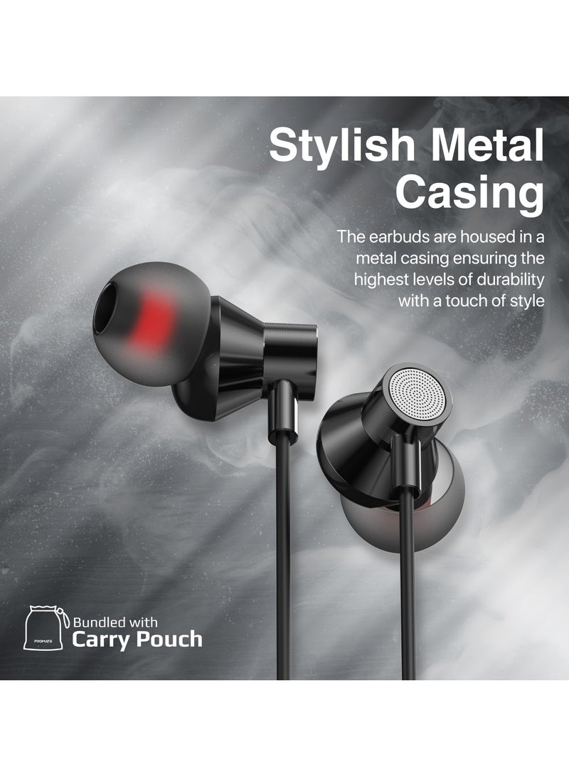 Earphones with USB-C Connector, Wired Earbuds with Microphone, Call Function, Anti-Tangle Wire and Volume Control Black