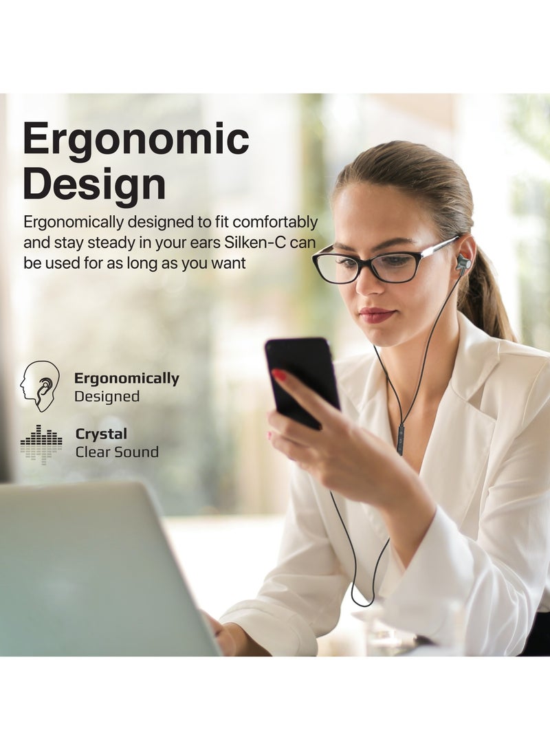 PROMATE - Earphones with USB-C Connector, Wired Earbuds with Microphone, Call Function, Anti-Tangle Wire and Volume Control Grey - Image 1