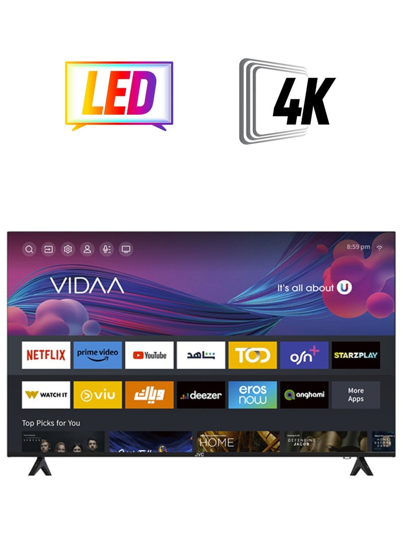 JVC 58 Inch Edgeless 4K UHD VIDAA Smart TV With Voice Remote, Bluetooth And Dolby Audio LT-58N786VV Black  - Image 1
