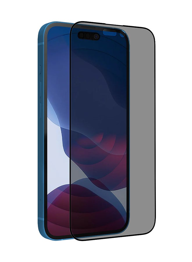 بايكرون واقي شاشة فاخر من الزجاج المقوى لهاتف iPhone 14 Pro Max مقاس 6.7 بوصة مع تغطية من الحافة إلى الحافة وحماية ضد البكتيريا للخصوصية أسود - Image 1