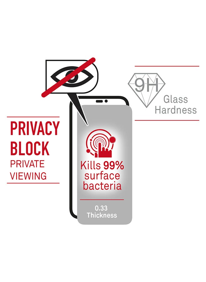بايكرون واقي شاشة فاخر من الزجاج المقوى لهاتف iPhone 14 Pro Max مقاس 6.7 بوصة مع تغطية من الحافة إلى الحافة وحماية ضد البكتيريا للخصوصية أسود - Image 5