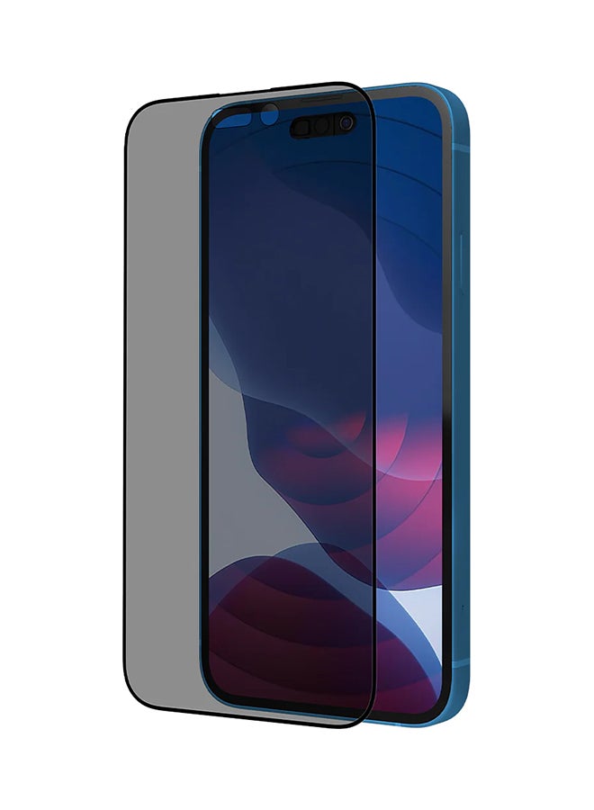 بايكرون واقي شاشة فاخر من الزجاج المقوى لهاتف iPhone 14 Pro Max مقاس 6.7 بوصة مع تغطية من الحافة إلى الحافة وحماية ضد البكتيريا للخصوصية أسود - Image 2