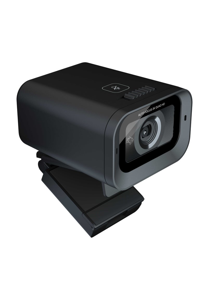 porodo - Gaming 2K 30fps Auto Focus Web Cam With In-Built Mic And Tripod - Black - Image 1