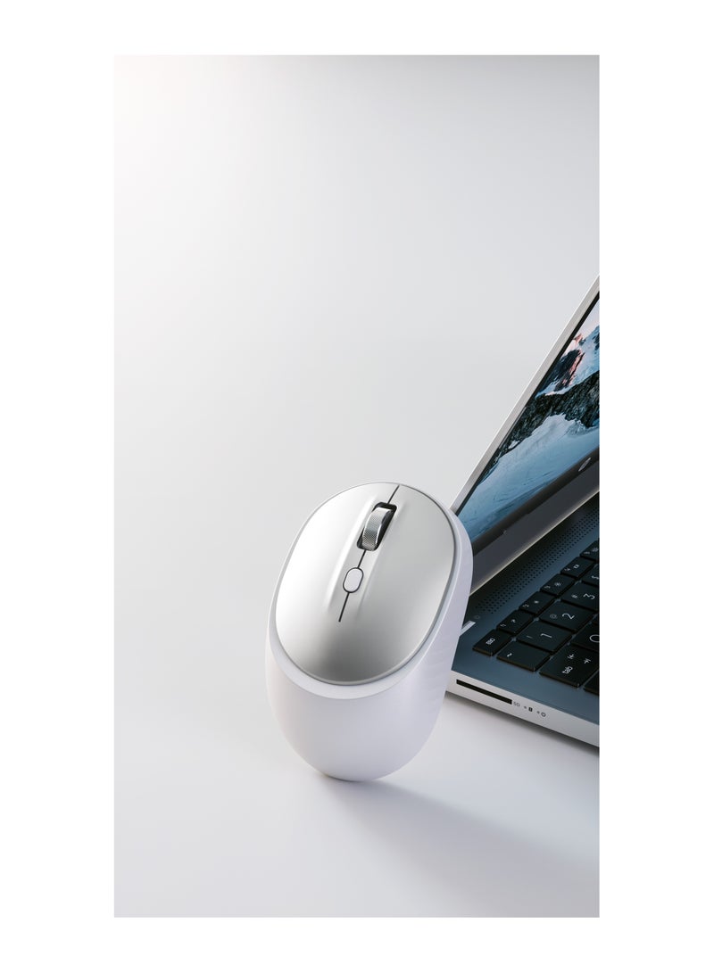 HP - Wireless Bluetooth Mouse M231 Mute Dual Mode 800-1600DPI Mice Bluetooth/2.4G Wireless Mouse Ultra Long Lasting Compatible with All Devices White/Silver - Image 1