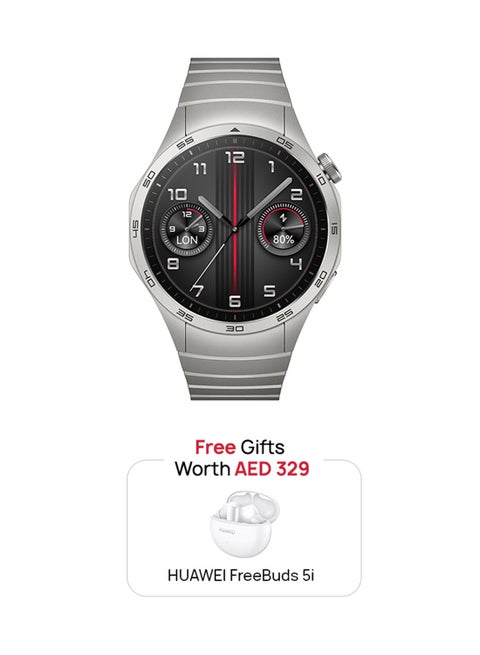 Watch GT 4 46Mm Smartwatch, 14 Days Battery Life, Science-Based Calorie Management, Dual-Band Five-System GNSS Position, Heart Rate Monitor, Andriod And iOS + Freebuds 5i Grey