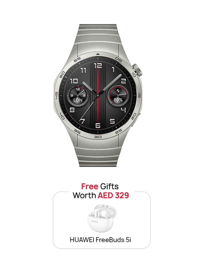 Watch GT 4 46Mm Smartwatch, 14 Days Battery Life, Science-Based Calorie Management, Dual-Band Five-System GNSS Position, Heart Rate Monitor, Andriod And iOS + Freebuds 5i Grey