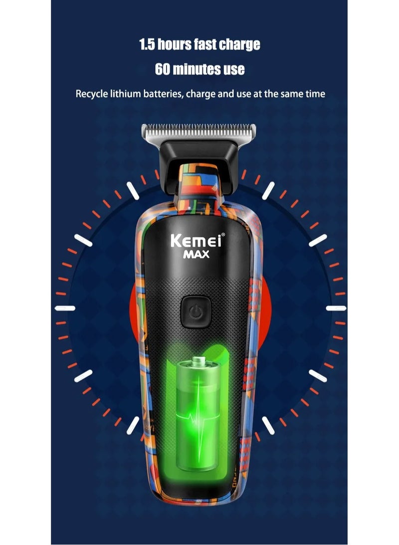 Kemei - KM-MAX5090 Professional Cordless Electric Hair Clipper For Men With LCD Screen, Rechargeable Barber And Beard Trimmer (Saudi Version) - Image 1