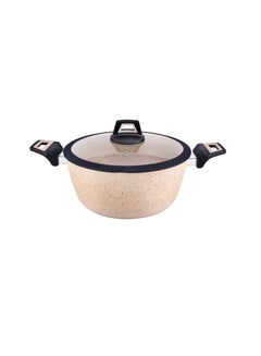 Royalford Royalford Chef Art Granite Cookware Set RF11960 Forged Aluminum 6 Piece Set with Granite Coated Body Gas Induction Base Soft Touch Handles and Tempered Glass Lid Pink Large  - Image 4