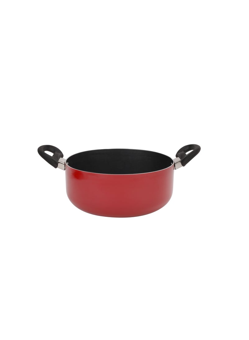 Royalford - Royalford 7Pcs Non Stick Aluminum Cookware Set RF11952 Aluminum Body With 3 Layer Non Stick Coating CD Bottom Bakelite Handles with Tempered Glass Lid Red X Large - Image 1