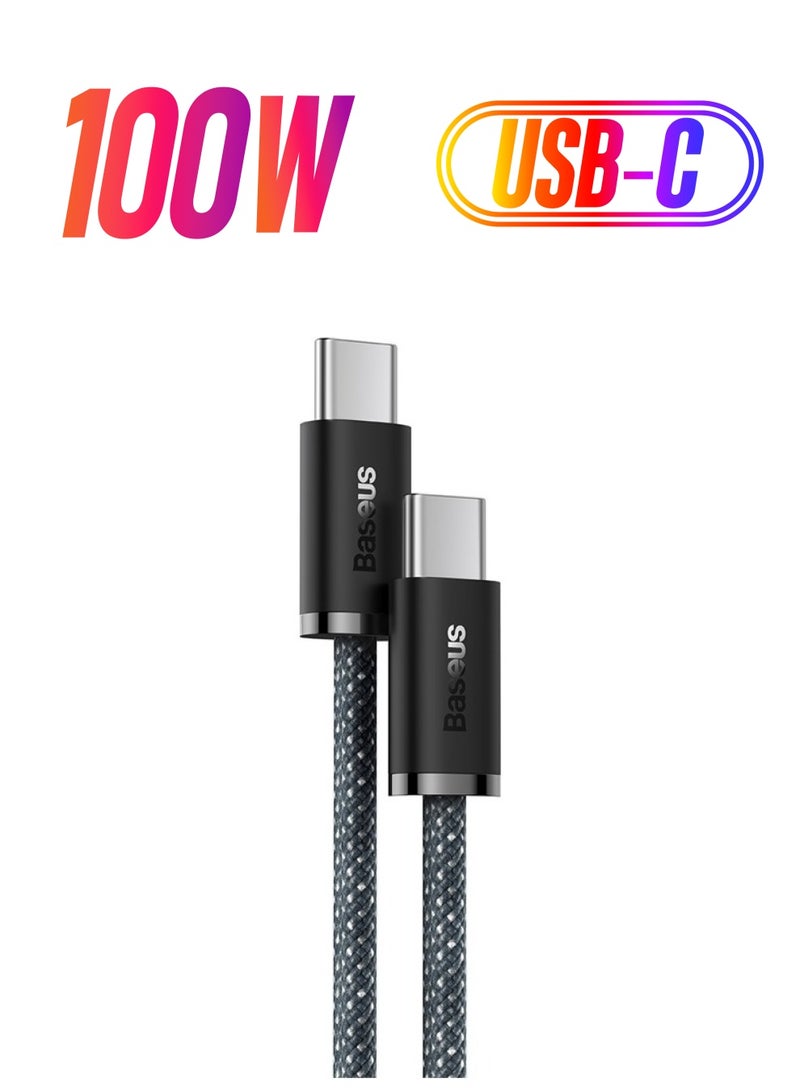 Baseus USB C To USB C Cable 1M, 100W Power Delivery Type-C Cord 5A PD Fast Charger With E-Marker Chip Compatible For iPhone 15/ 15 Pro Max/Plus, MacBook Pro, Chromebook, iPad Pro, Galaxy S23 Ultra/S22 Grey  - Image 1