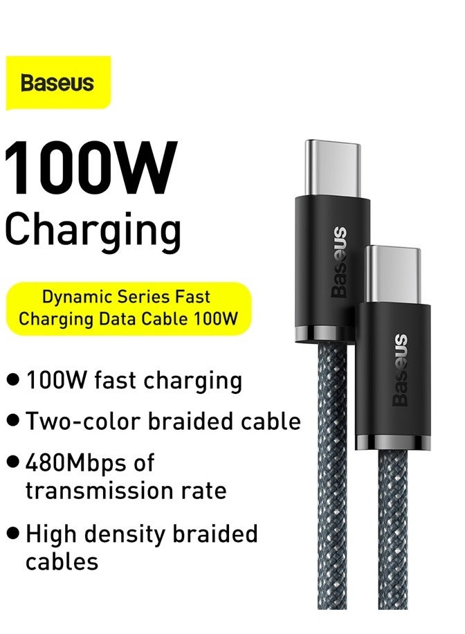 USB C To USB C Cable 2M, 100W Power Delivery Type-C Cord 5A PD Fast Charger With E-Marker Chip Compatible For iPhone 15/ 15 Pro Max/Plus, MacBook Pro, Chromebook, iPad Pro, Galaxy S23 Ultra/S22 Grey