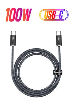 Baseus USB C To USB C Cable 2M, 100W Power Delivery Type-C Cord 5A PD Fast Charger With E-Marker Chip Compatible For iPhone 15/ 15 Pro Max/Plus, MacBook Pro, Chromebook, iPad Pro, Galaxy S23 Ultra/S22 Grey  - Image 1