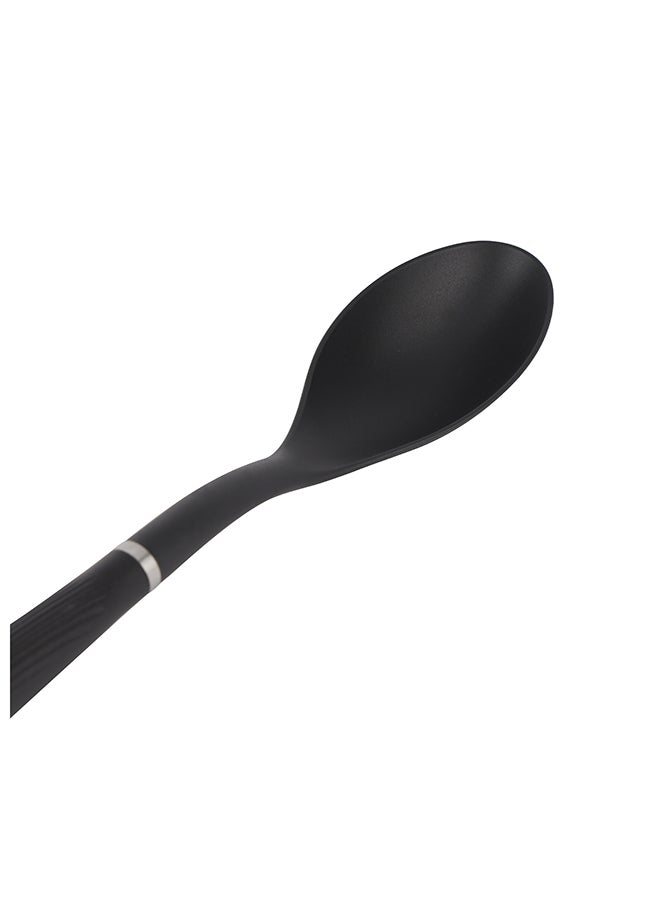 Royalford Nylon Serving Spoon- RF11919 Ideal for Cooking and Serving Main Dish Deep Spoon with Comfortable Handle Perfect for Non-Stick Cookware, Elegant and Lightweight Design Black