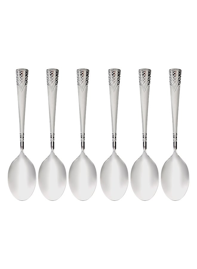 Royalford Royalford 14 cm Stainless Steel Tea Spoon- RF11944 Pack of 6, Stylish Sandblast Finish, Light-Weight and 100% Food-Grade Non-Magnetic, Suitable for Dining Table, Home and Restaurant Silver  - Image 1
