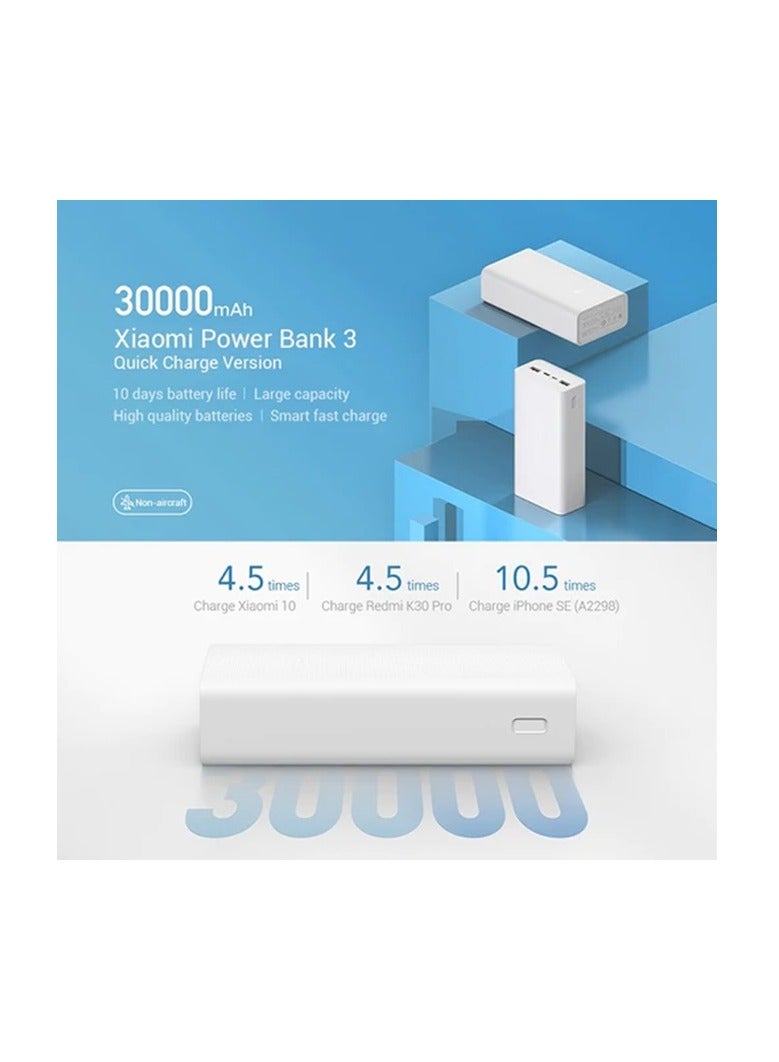Xiaomi - 30000 mAh Power Bank 3 30000mAh Fast Charging Power Bank WHITE - Image 1
