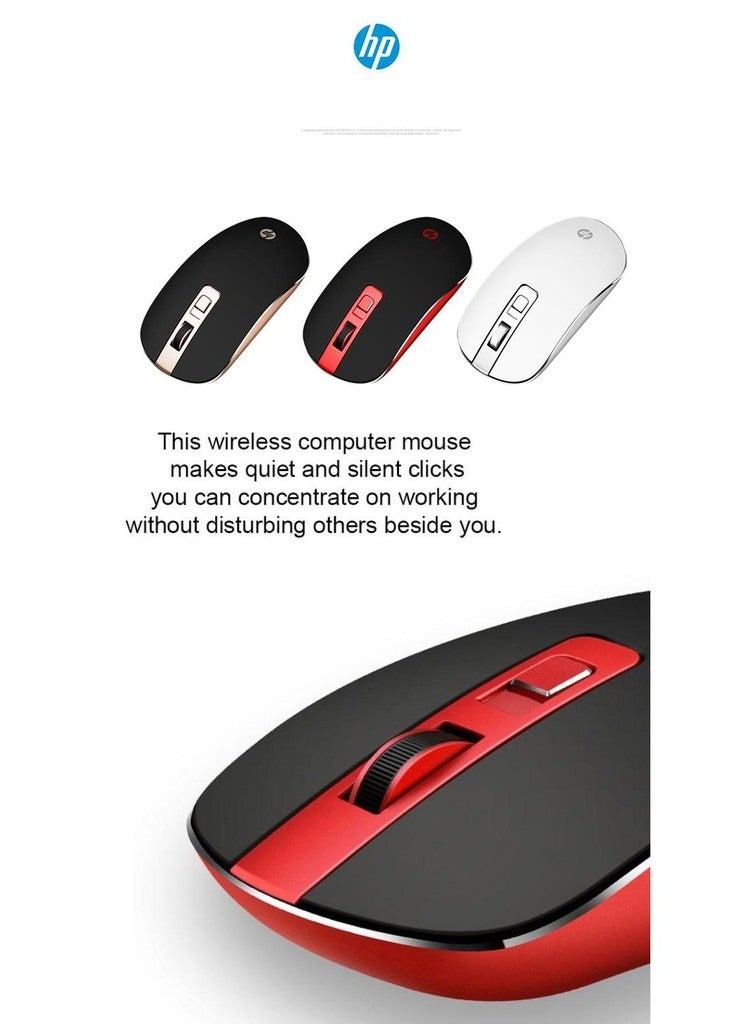 HP S4000 Wireless Mouse 2.4GHz Wireless Silent Portable Silm 1600dpi Laptop Optical Mice Black/RED  - Image 3