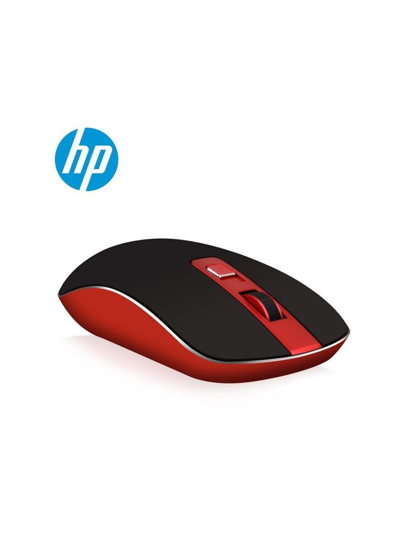 HP S4000 Wireless Mouse 2.4GHz Wireless Silent Portable Silm 1600dpi Laptop Optical Mice Black/RED  - Image 1