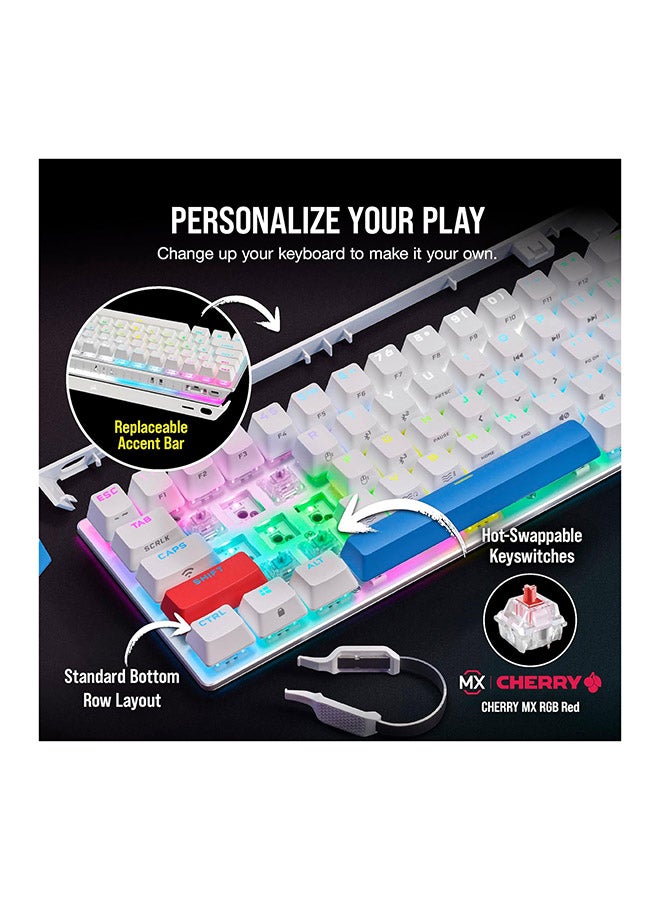 CORSAIR K70 RGB Pro Mini Wireless Mechanical Gaming Keyboard, Swappable Cherry MX Switches, PBT Double Shot Keycaps, For PC / Mac / Mobile / Playstation, English Layout, CH-9189110-NA White  - Image 3