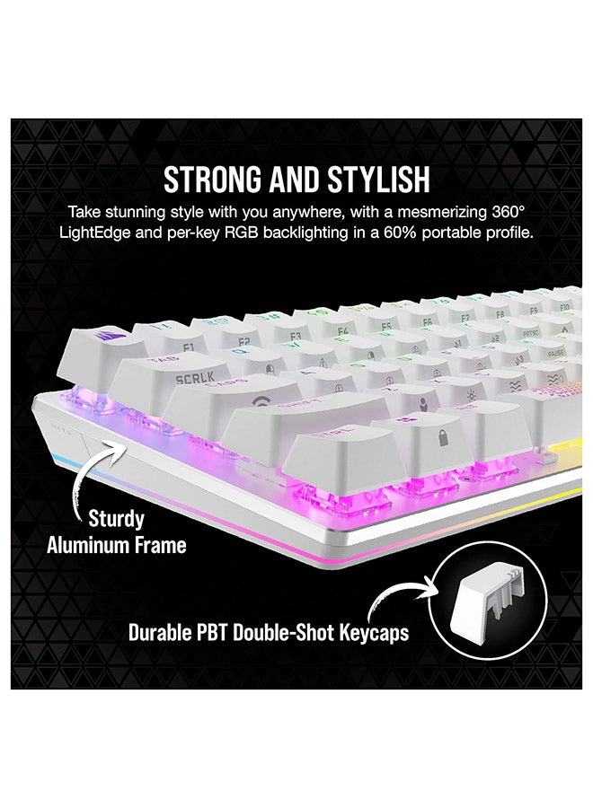 CORSAIR K70 RGB Pro Mini Wireless Mechanical Gaming Keyboard, Swappable Cherry MX Switches, PBT Double Shot Keycaps, For PC / Mac / Mobile / Playstation, English Layout, CH-9189110-NA White  - Image 5