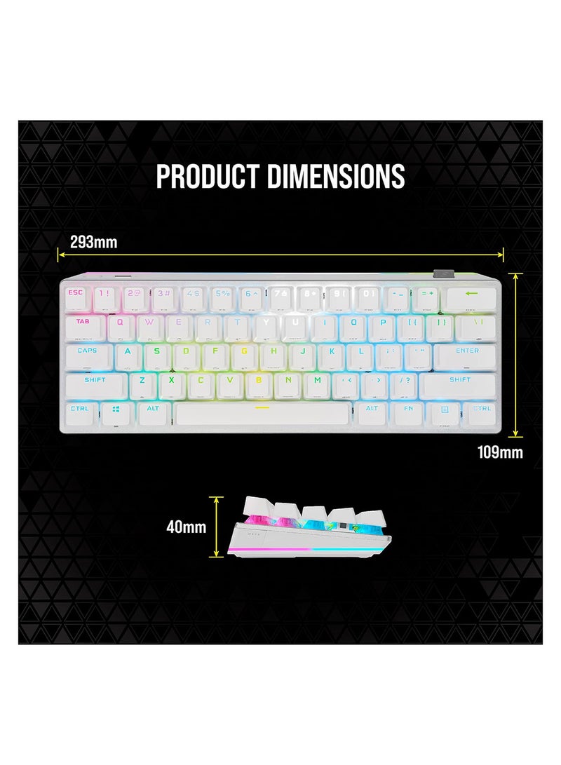 CORSAIR - K70 RGB Pro Mini Wireless Mechanical Gaming Keyboard, Swappable Cherry MX Switches, PBT Double Shot Keycaps, For PC / Mac / Mobile / Playstation, English Layout, CH-9189110-NA White - Image 1