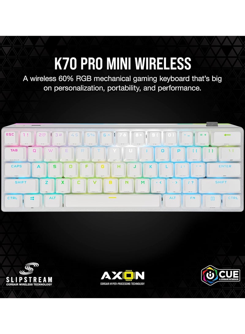 CORSAIR K70 RGB Pro Mini Wireless Mechanical Gaming Keyboard, Swappable Cherry MX Switches, PBT Double Shot Keycaps, For PC / Mac / Mobile / Playstation, English Layout, CH-9189110-NA White  - Image 2
