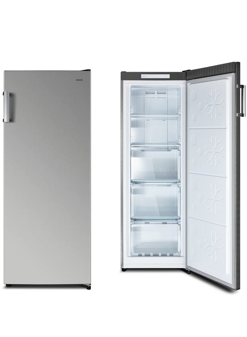 CHiQ - 220 Liter Upright Freezer No Frost Reversible Doors Fast Freezing Vertical Handle Big Drawers Electronic Control 70 W CSF220NSK1 Silver - Image 1