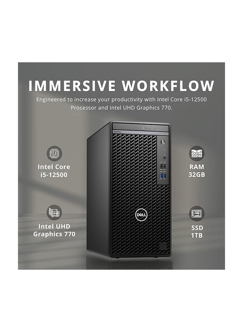 ديل - Optiplex 3000 Tower PC, Core i5-12500H Processor/32GB RAM/1TB SSD/Intel UHD Graphics/Windows 11 Pro black - Image 1
