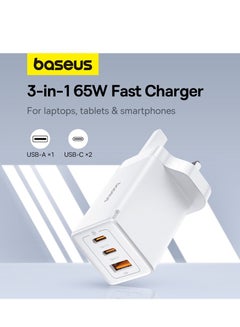 بيسوس شاحن USB C بقوة 65 وات و3 منافذ قابل للطي من GaN5 Pro لأجهزة الكمبيوتر المحمولة، قابس شاحن حائط سريع من النوع C متوافق مع MacBook Pro/Air، HP/Dell/Lenovo، iPad Pro/Air، iPhone 15 Pro Max، Galaxy S23، Steam Deck، إلخ  - Image 2