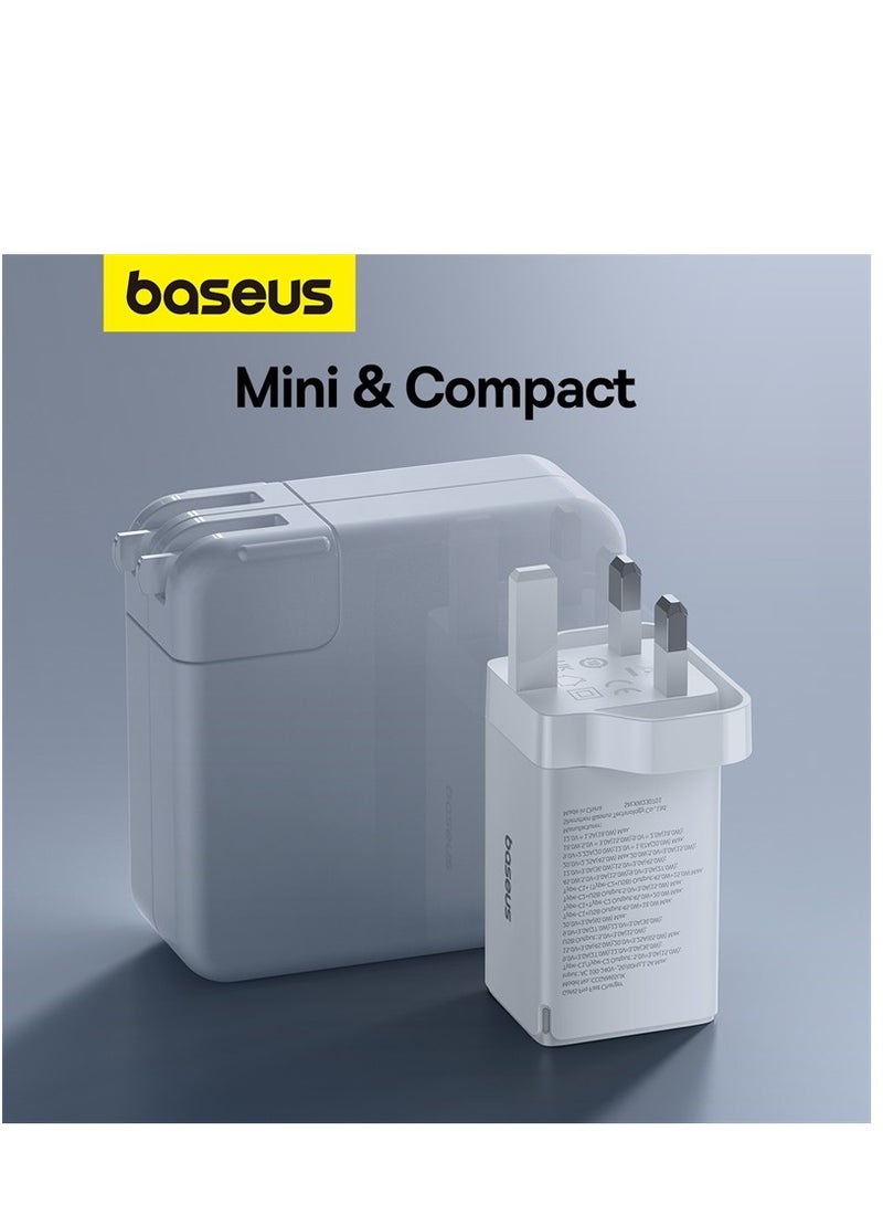 Baseus - 65W USB C Charger 3-Port Foldable GaN5 Pro Laptop Charger Type C Fast Wall Charger Plug Compatible With MacBook Pro/Air, HP/Dell/Lenovo, iPad Pro/Air, iPhone 15 Pro Max, Galaxy S23, Steam Deck, Etc White - Image 1