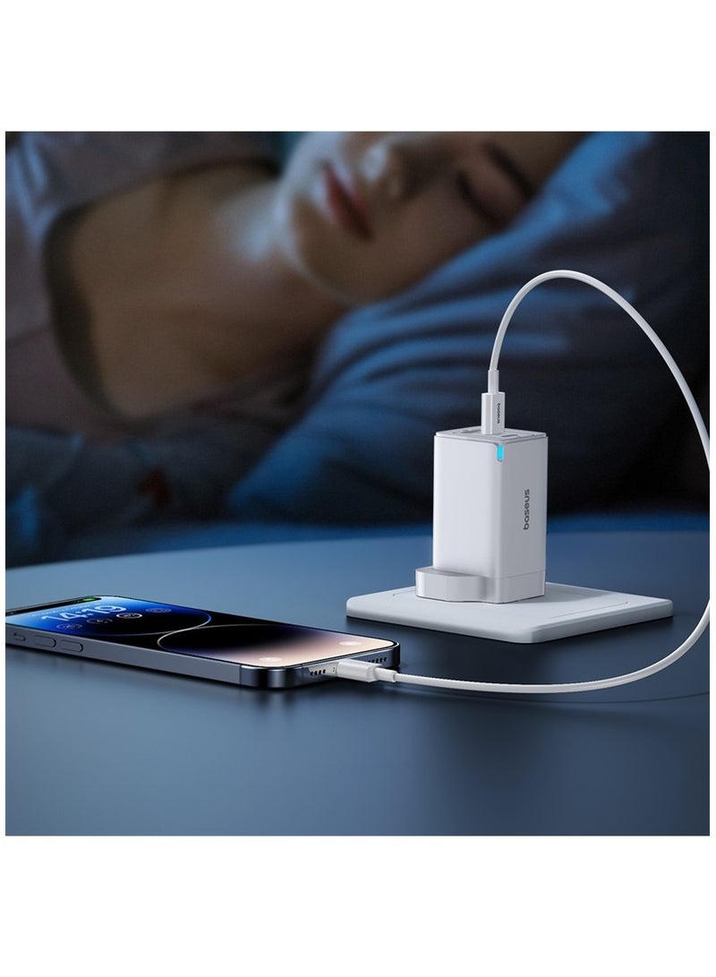 Baseus - 65W USB C Charger 3-Port Foldable GaN5 Pro Laptop Charger Type C Fast Wall Charger Plug Compatible With MacBook Pro/Air, HP/Dell/Lenovo, iPad Pro/Air, iPhone 15 Pro Max, Galaxy S23, Steam Deck, Etc White - Image 1