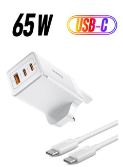بيسوس شاحن USB C بقوة 65 وات و3 منافذ قابل للطي من GaN5 Pro لأجهزة الكمبيوتر المحمولة، قابس شاحن حائط سريع من النوع C متوافق مع MacBook Pro/Air، HP/Dell/Lenovo، iPad Pro/Air، iPhone 15 Pro Max، Galaxy S23، Steam Deck، إلخ  - Image 1