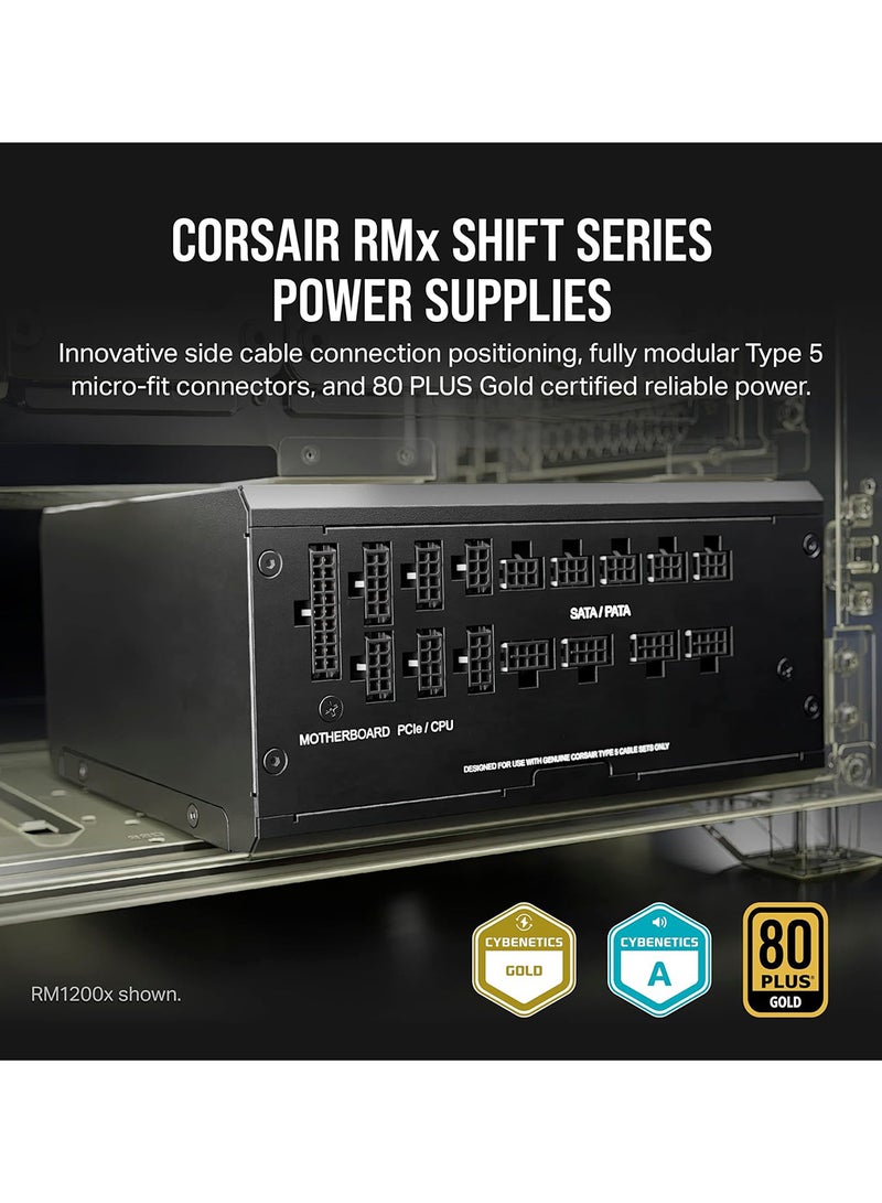 CORSAIR - RM850x SHIFT Fully Modular ATX Power Supply - 80 PLUS Gold - ATX 3.0 - PCIe 5.0 - Zero RPM - Modular Side Interface Black - Image 1