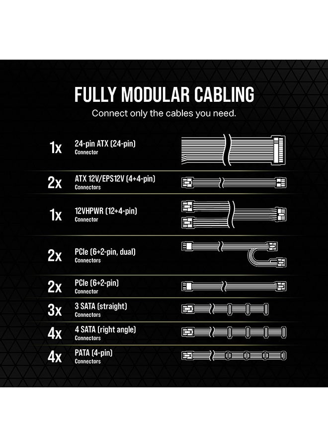 CORSAIR - RMe Series RM1000e Fully Modular Low-Noise ATX Power Supply (UK) Black - Image 1