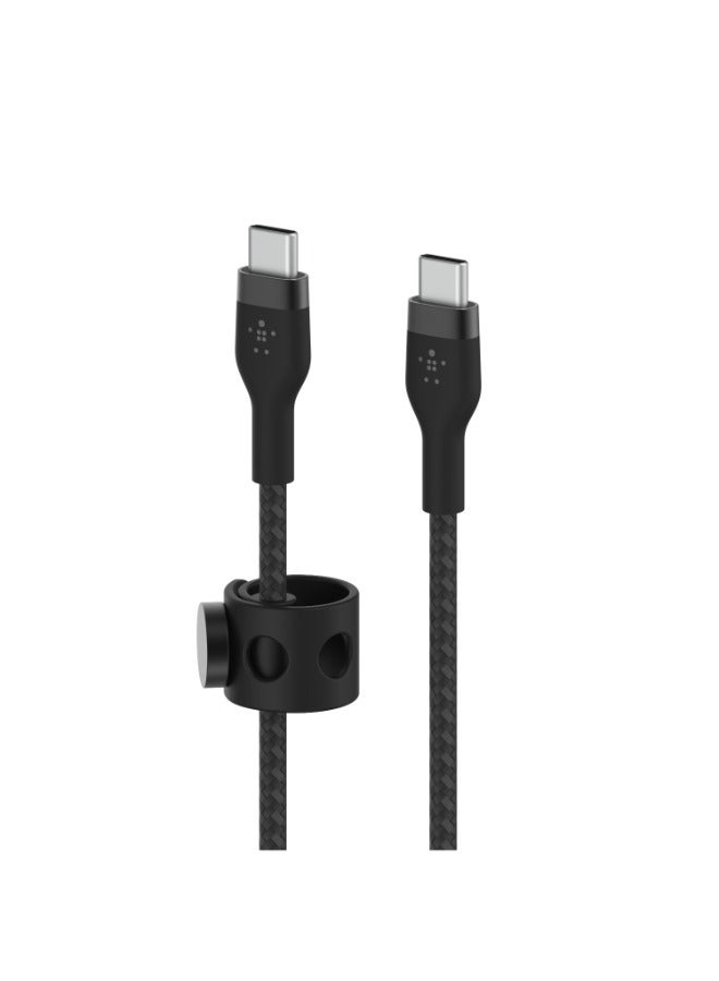 Boostcharge Pro Flex Braided Usb-C To Usb-C Sync Cable 1M, Type C Cable Fast Charger, Type C To Type C Cable, For Apple Macbook Air/Pro, Ipad Pro/Air/Mini, Samsung Galaxy S24/23/22 Ultra Black
