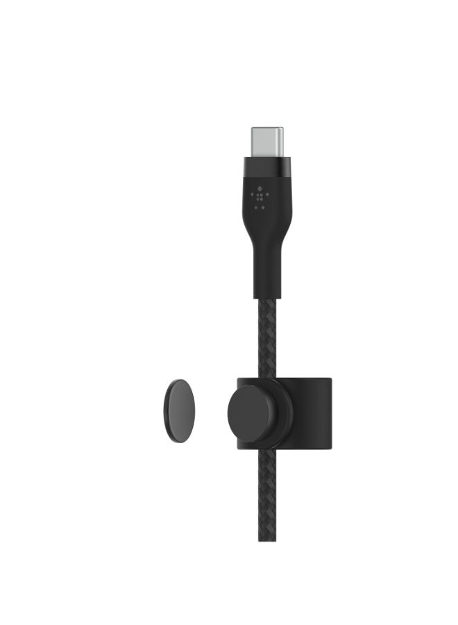 Boostcharge Pro Flex Braided Usb-C To Usb-C Sync Cable 1M, Type C Cable Fast Charger, Type C To Type C Cable, For Apple Macbook Air/Pro, Ipad Pro/Air/Mini, Samsung Galaxy S24/23/22 Ultra Black