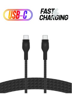 Boostcharge Pro Flex Braided Usb-C To Usb-C Sync Cable 1M, Type C Cable Fast Charger, Type C To Type C Cable, For Apple Macbook Air/Pro, Ipad Pro/Air/Mini, Samsung Galaxy S24/23/22 Ultra Black - pnsku/N70020000V/45/_/1738266576/dc419756-4aed-488c-b969-b07c8538f440