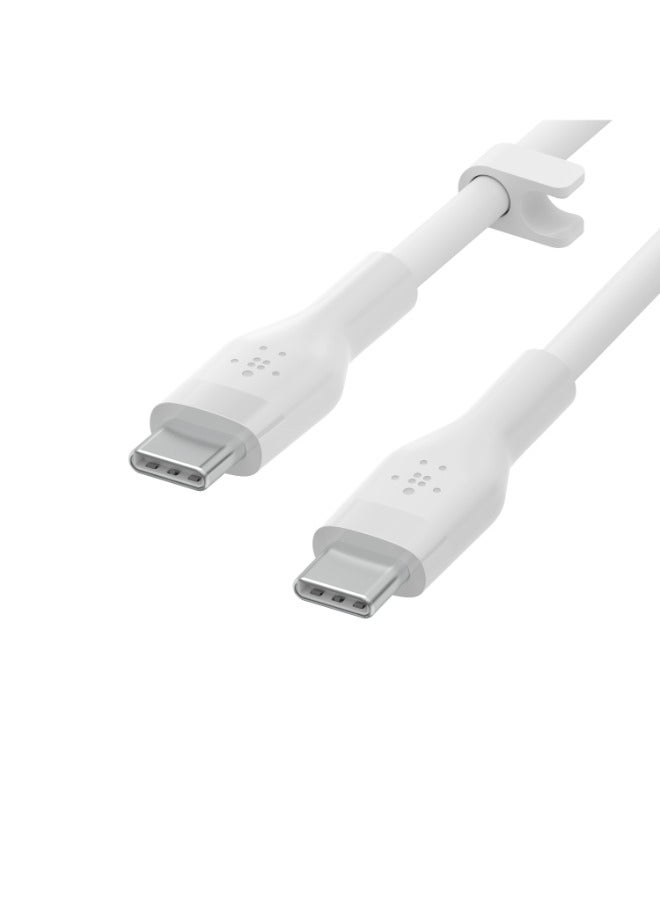 belkin Boostcharge Flex Silicone, Usb C Cable, Charging Cable, Usb Type C To Usb Type C Charging Cable, For Iphone 15, Samsung Galaxy S24, S23, Ipad, Macbook, Note, Pixel And More - 1M White  - Image 4