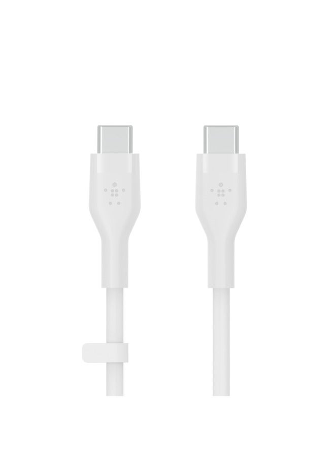 belkin Boostcharge Flex Silicone, Usb C Cable, Charging Cable, Usb Type C To Usb Type C Charging Cable, For Iphone 15, Samsung Galaxy S24, S23, Ipad, Macbook, Note, Pixel And More - 1M White  - Image 3