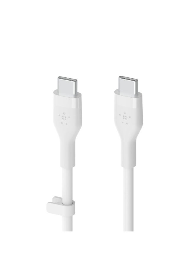belkin Boostcharge Flex Silicone, Usb C Cable, Charging Cable, Usb Type C To Usb Type C Charging Cable, For Iphone 15, Samsung Galaxy S24, S23, Ipad, Macbook, Note, Pixel And More - 1M White  - Image 5
