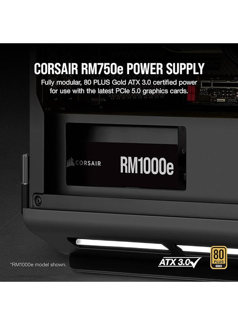CORSAIR RM750e (2023) Fully Modular Low-Noise ATX Power Supply - ATX 3.0 & PCIe 5.0 Compliant - 105°C-Rated Capacitors - 80 PLUS Gold Efficiency - Modern Standby Support Black  - Image 2