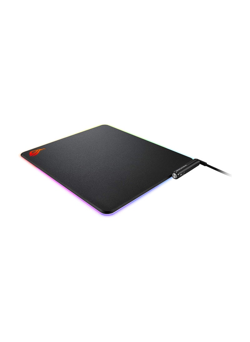 ASUS - NH02-ROG Balteus RGB Gaming Mouse Pad, Aura Sync Lighting, USB 2.0 Pass-Through, Micro-Textured Hard Surface, Nonslip Rubber Base, Lighting Mode & Brightness Controls, 2m Braided Cable, Armoury Crate Support | 370 x 320 x 7.9mm | 90MP0110-B0UA00 Black - Image 1