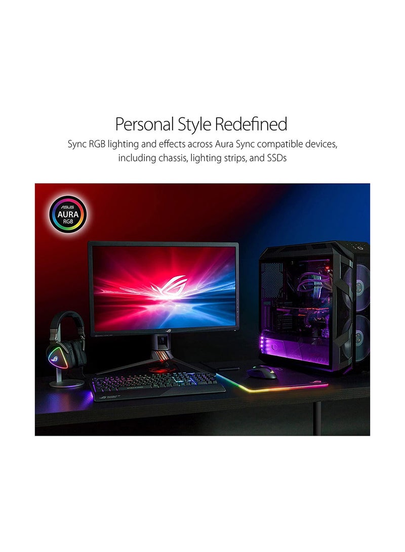 ASUS - NH02-ROG Balteus RGB Gaming Mouse Pad, Aura Sync Lighting, USB 2.0 Pass-Through, Micro-Textured Hard Surface, Nonslip Rubber Base, Lighting Mode & Brightness Controls, 2m Braided Cable, Armoury Crate Support | 370 x 320 x 7.9mm | 90MP0110-B0UA00 Black - Image 1