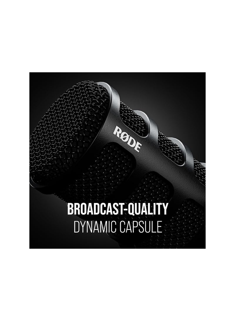 RODE Versatile Dynamic Broadcast Microphone With And Content Creation PODMICUSB BLACK  - Image 4