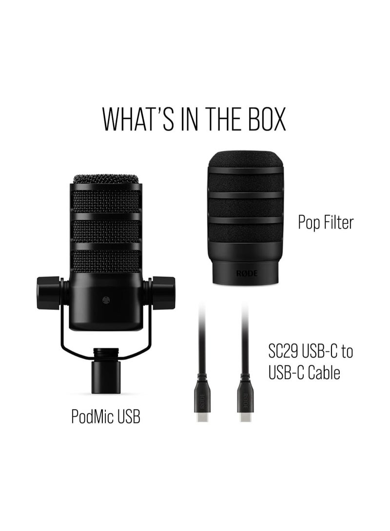 RODE Versatile Dynamic Broadcast Microphone With And Content Creation PODMICUSB BLACK  - Image 5