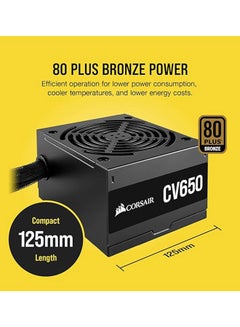 CORSAIR PSU CV Series, CV650, 650 Watt, Dual EPS, 80 PLUS Bronze, CP-9020236-UK Black  - Image 3