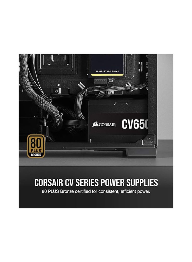 كورسير PSU CV Series, CV650, 650 Watt, Dual EPS, 80 PLUS Bronze, CP-9020236-UK Black  - Image 2